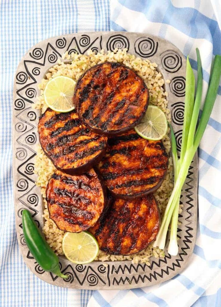 Sweet & Spicy Grilled Eggplant • Healthy Midwestern Girl