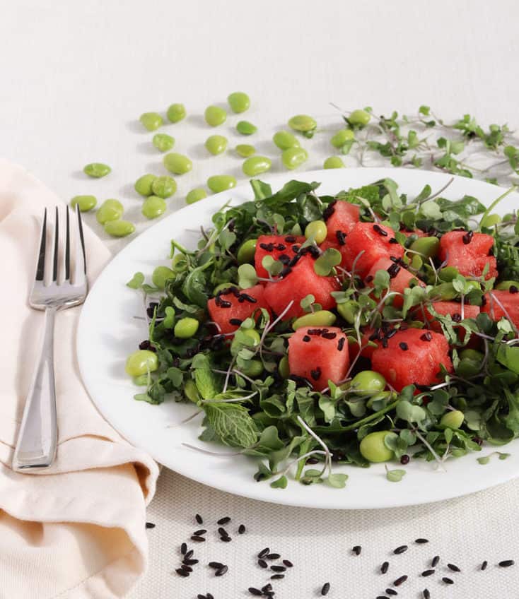 watermelon forbidden rice salad