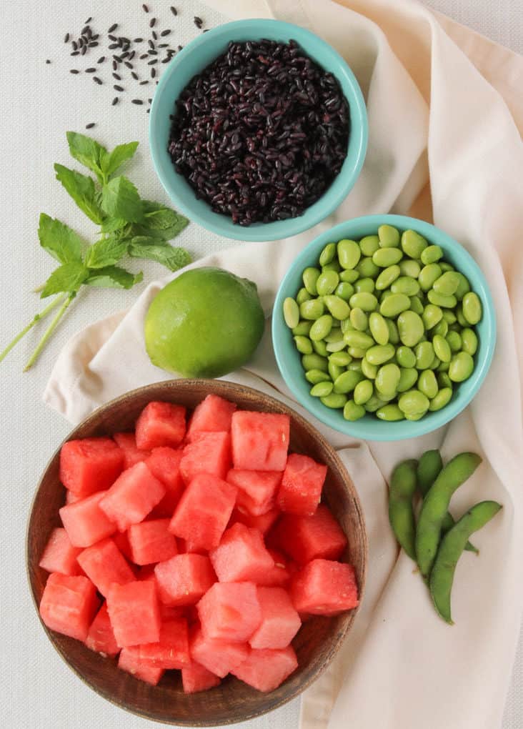 watermelon forbidden rice salad ingredients