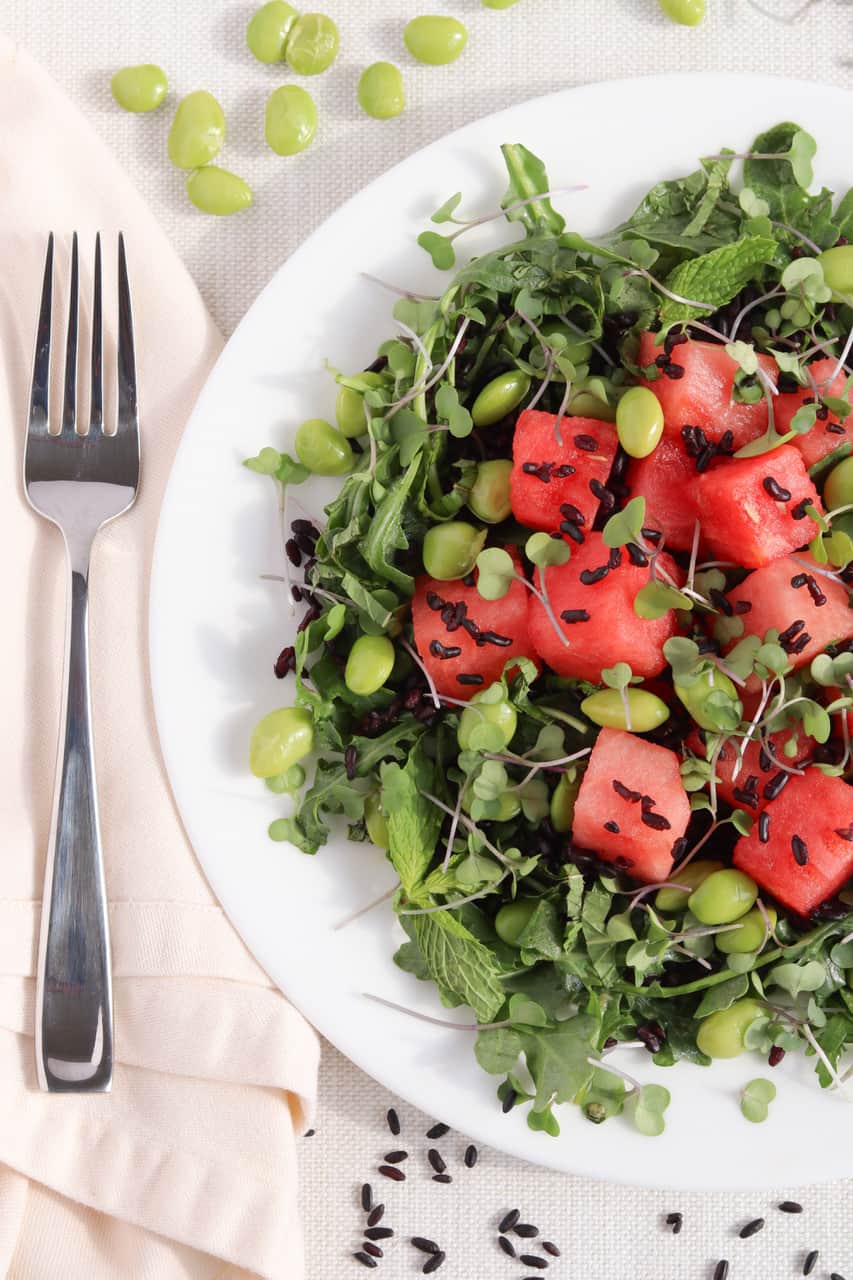 watermelon forbidden rice salad