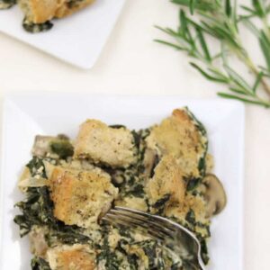 Kale Mushroom Bread Pudding