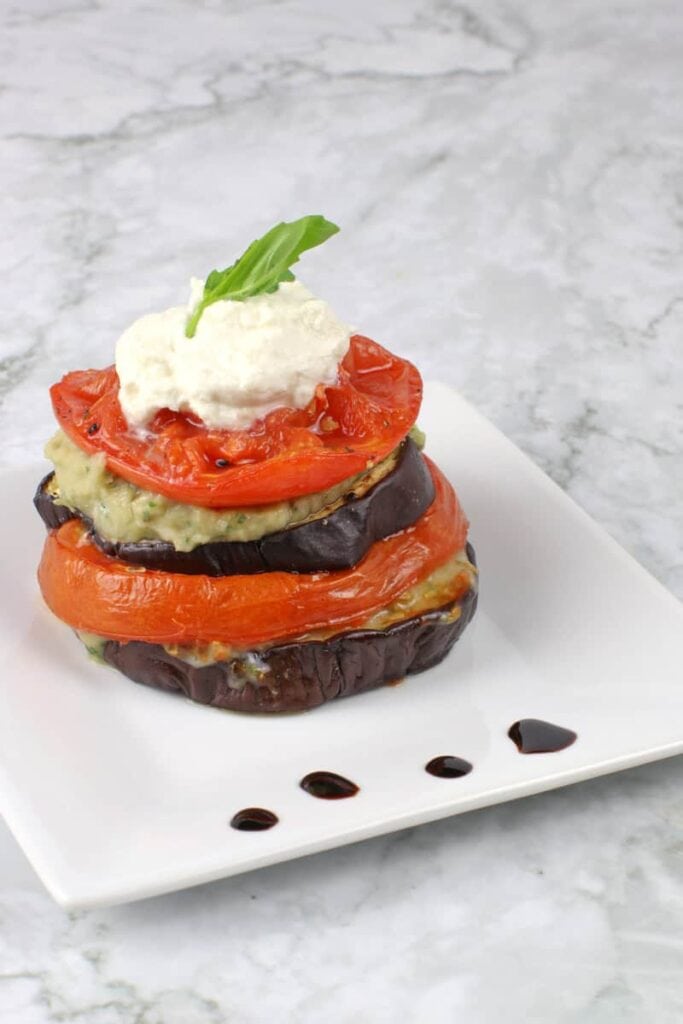 Roasted Eggplant Tomato Stacks • Healthy Midwestern Girl