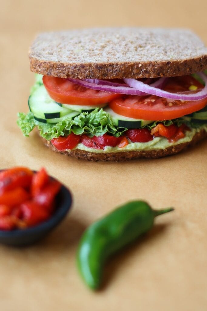 Mediterranean Veggie Sandwich - Oil Free • Healthy Midwestern Girl