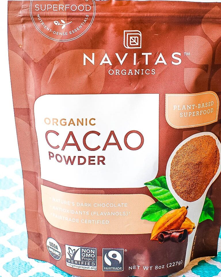 Navitas brand cacao powder package.