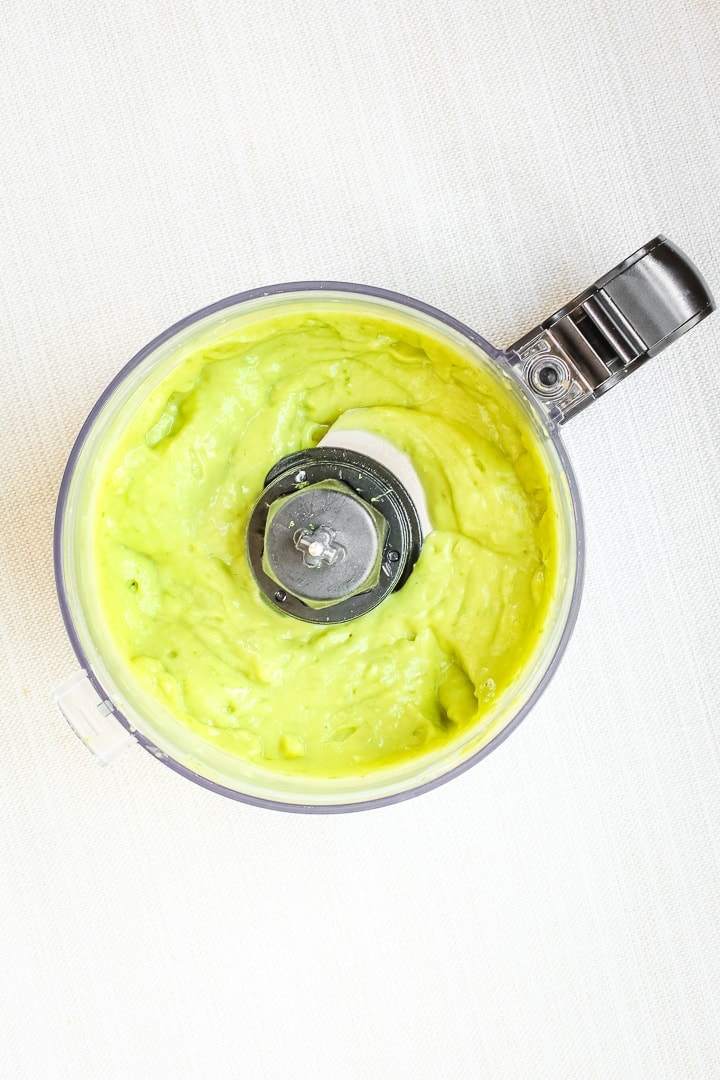 vegan key lime pie mini tart filling in a food processor.