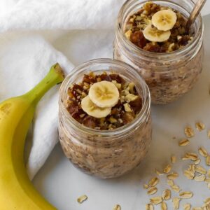 Overnight oats and a banana.