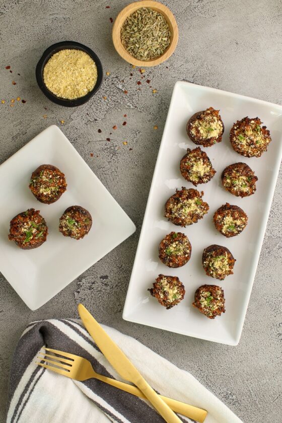 Vegan Italian Stuffed Mushrooms • Healthy Midwestern Girl