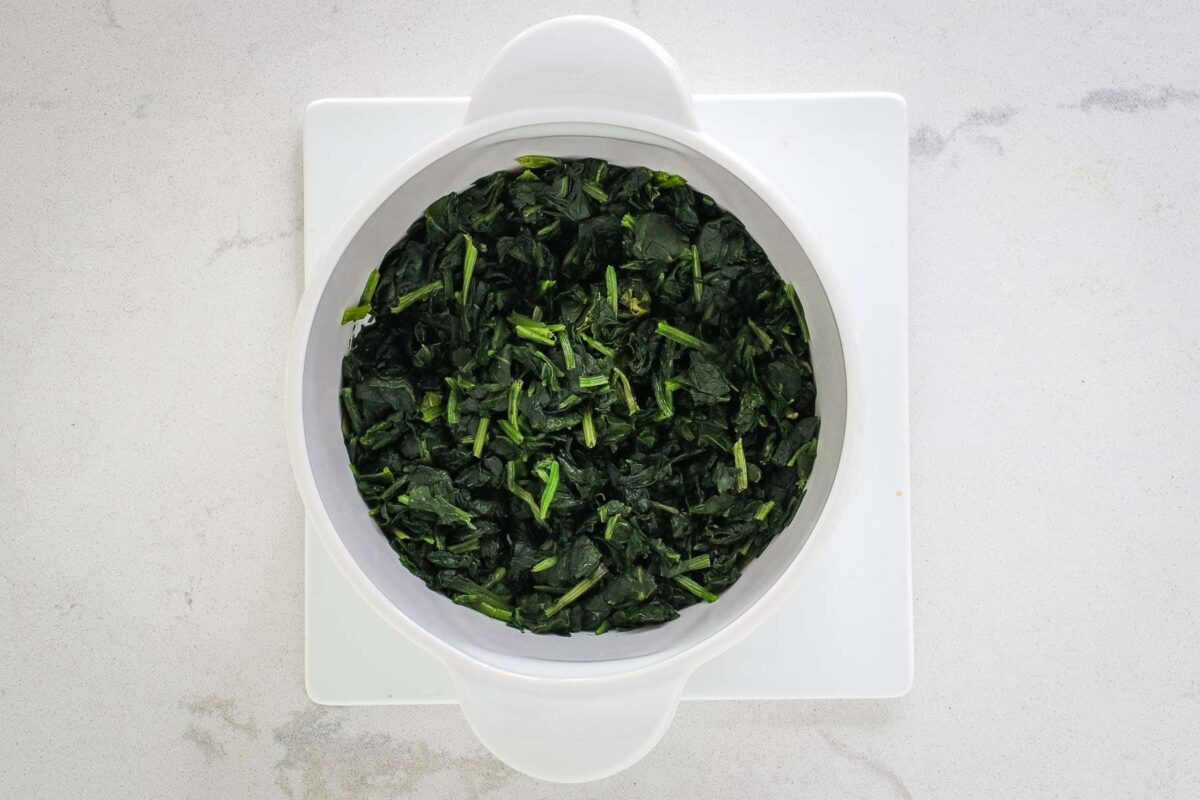 spinach in a microwave dish