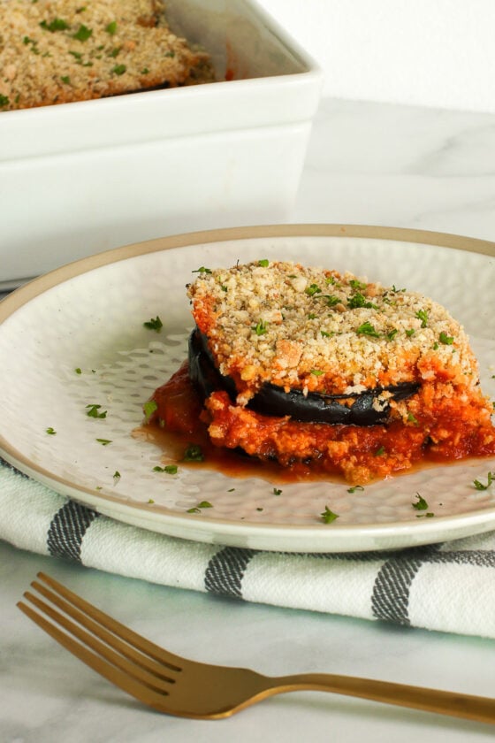 Easiest Vegan Eggplant Parmesan • Healthy Midwestern Girl