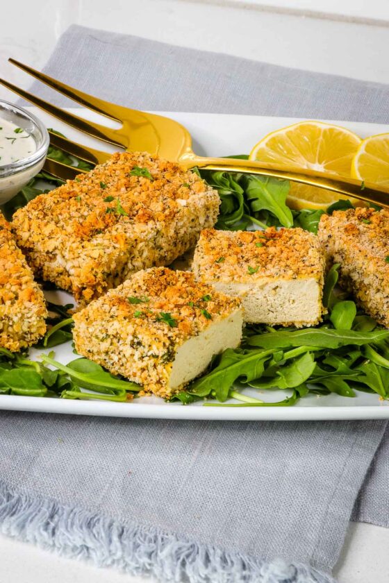 Crispy Tofu Chicken Breasts [Vegan] • Healthy Midwestern Girl