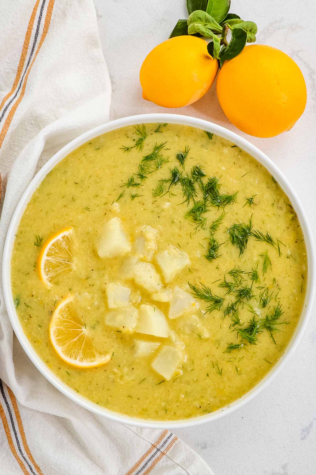 Close up of lentil turnip chowder.